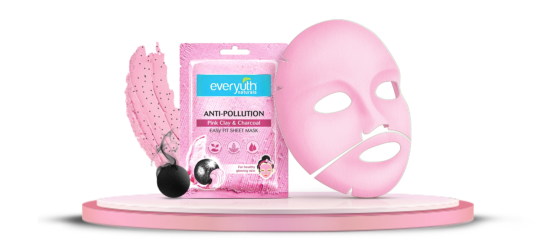 The Power of Pink Clay & Charcoal Sheet Mask for Radiant Skin